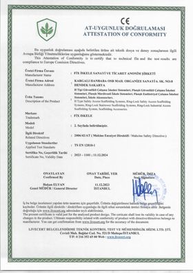 CE Certificate of Conformity