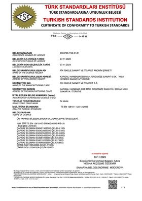 TSE Certificate of Conformity
